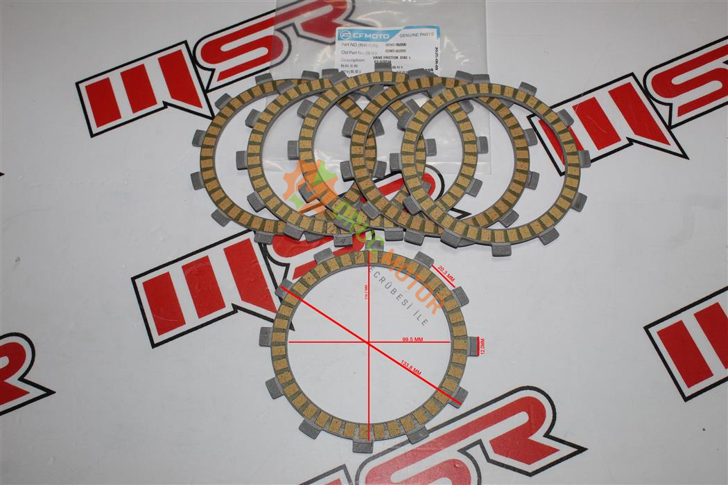 CF MOTO NK 250 - SR 250 DEBRİYAJ BALATA 6LI 12 TIRNAK E5 (2023 SONRASI)