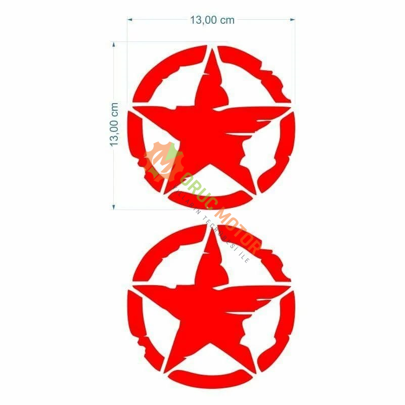 ARMY YILDIZ 13 X 13 cm KIRMIZI STİCKER 2 Lİ
