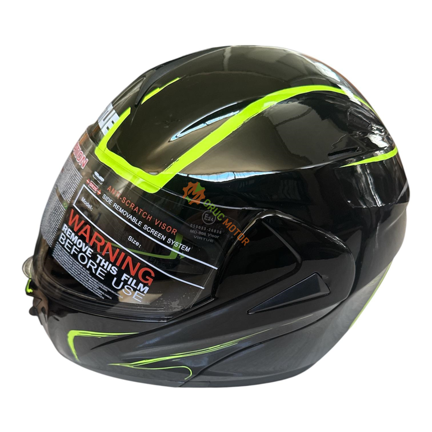 VRT - ÇENE AÇILIR VİZÖRLÜ KASK [MD-808] [SİYAH - SARI] [XL]